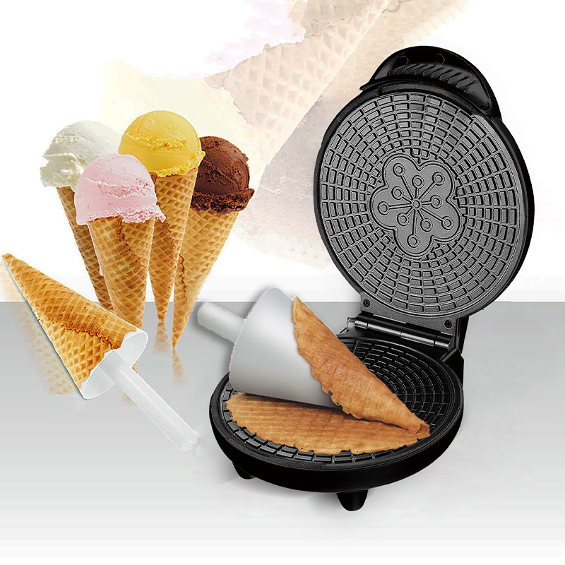 Waffle Cone Maker - 電気クリスピーエッグロールメーカー家庭用朝食エッグロールマシンワッフルベーキングパンアイスクリームコーン鉄ベーキングアイロン 220V