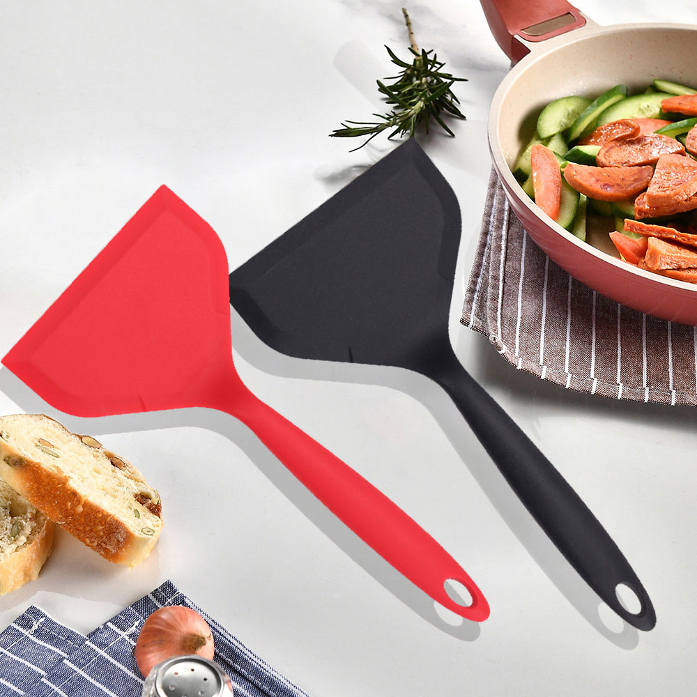 Okonomiyaki Spatula - レッド BK ノンスティックシリコンターナースパチュラ耐熱調理シャベル牛肉肉卵フライパンスクレーパーシャベルキッチン用品新