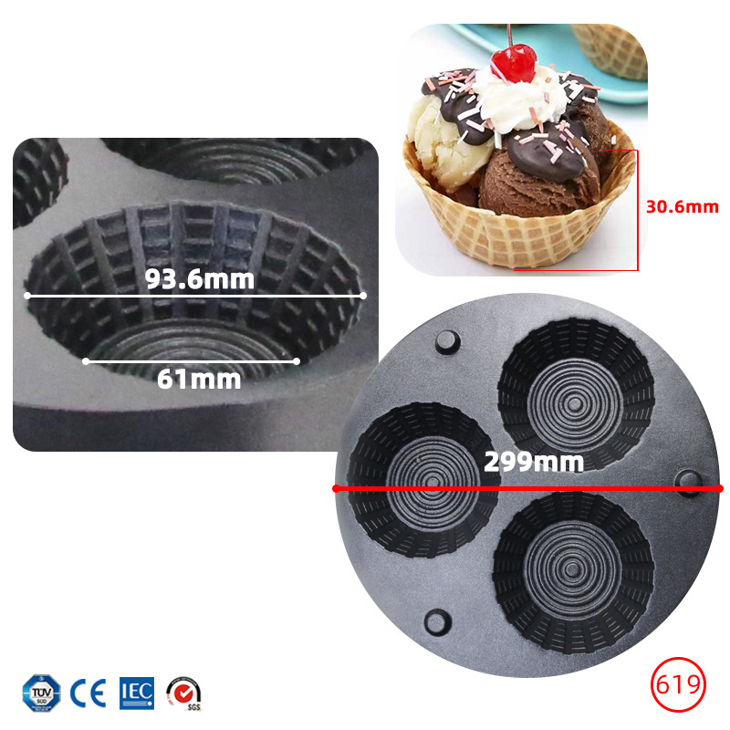 業務用3穴アイスクリームワッフルコーンメーカー、アイスクリー - Waffle Cone Maker のレビューと価格
