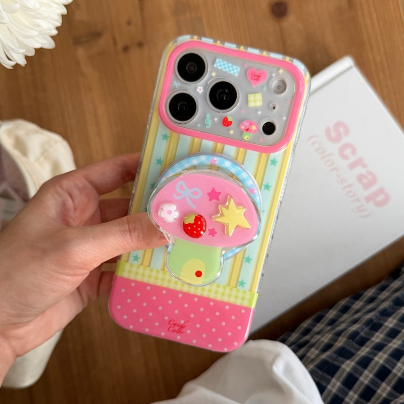 韓国風スターストライプキュートマグネット式iPhoneケース - Taco Stand Holder のレビューと価格