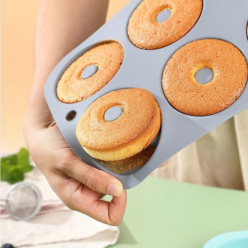 6穴ベーキングモールド食品グレードシリコーンノンスティックド - Donut Mold Silicone のレビューと価格