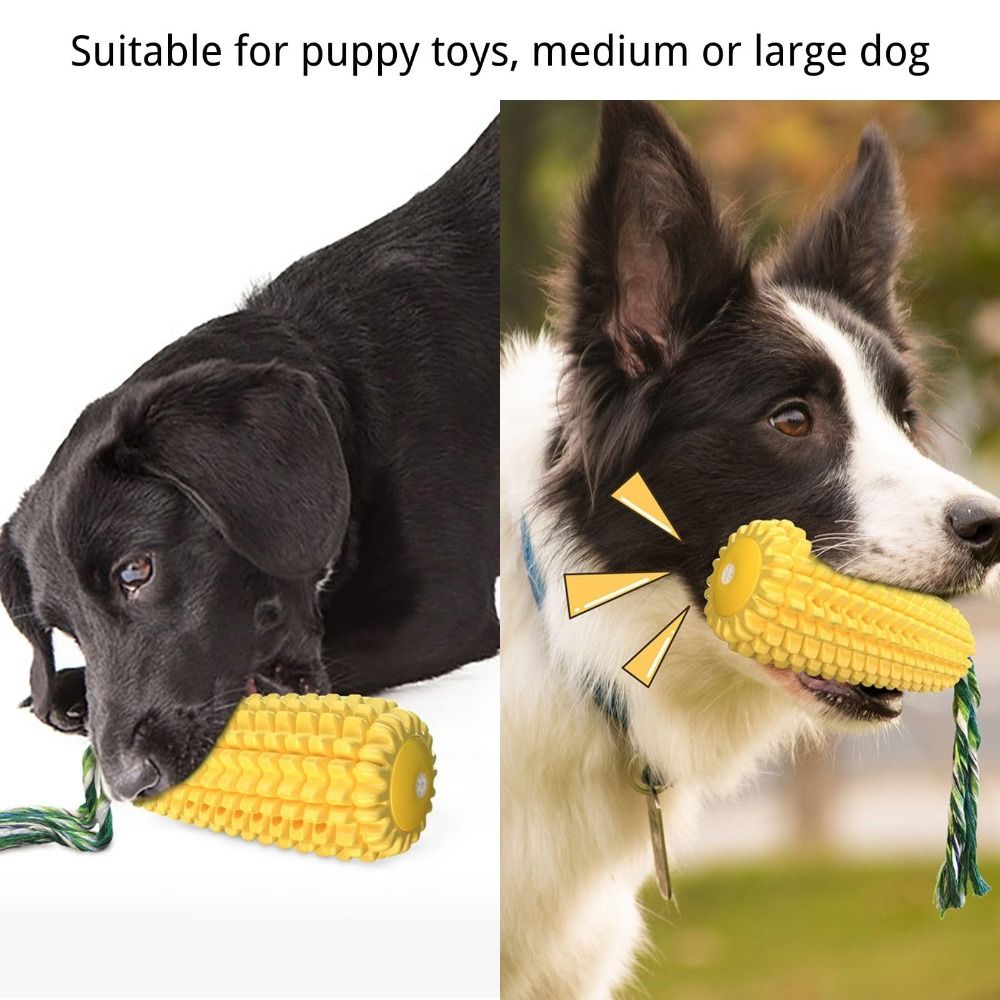 丈夫なゴム製犬用噛むおもちゃ、コーン型スティックデザイン、鳴 - Corn Dog Stick のレビューと価格