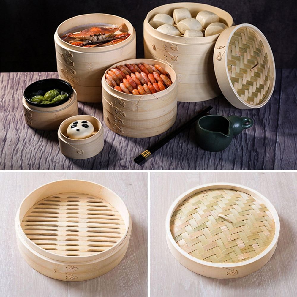 中華蒸し器 竹蒸し器 点心調理用 蒸し器 蓋付き 菜類スナッ - Bao Steamer Bamboo のレビューと価格